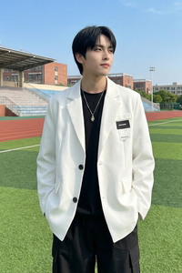 现货休闲西服男春秋宽松大码潮高级感痞帅外套西装 JK342-P98图片