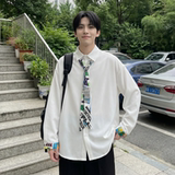 现货长袖衬衫男潮流带领带帅气港风高级感情侣衬衣FA32-P55，男装衬衫，星座1017