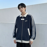 现货2026三条杠翻领夹克男宽松休闲运动外套现货R238-P68，男装夹克，星座1017