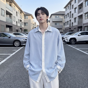 现货潮衬衫小众刺绣长袖衬衣新中式情侣外套 DY877-P68，男装衬衫，星座1017