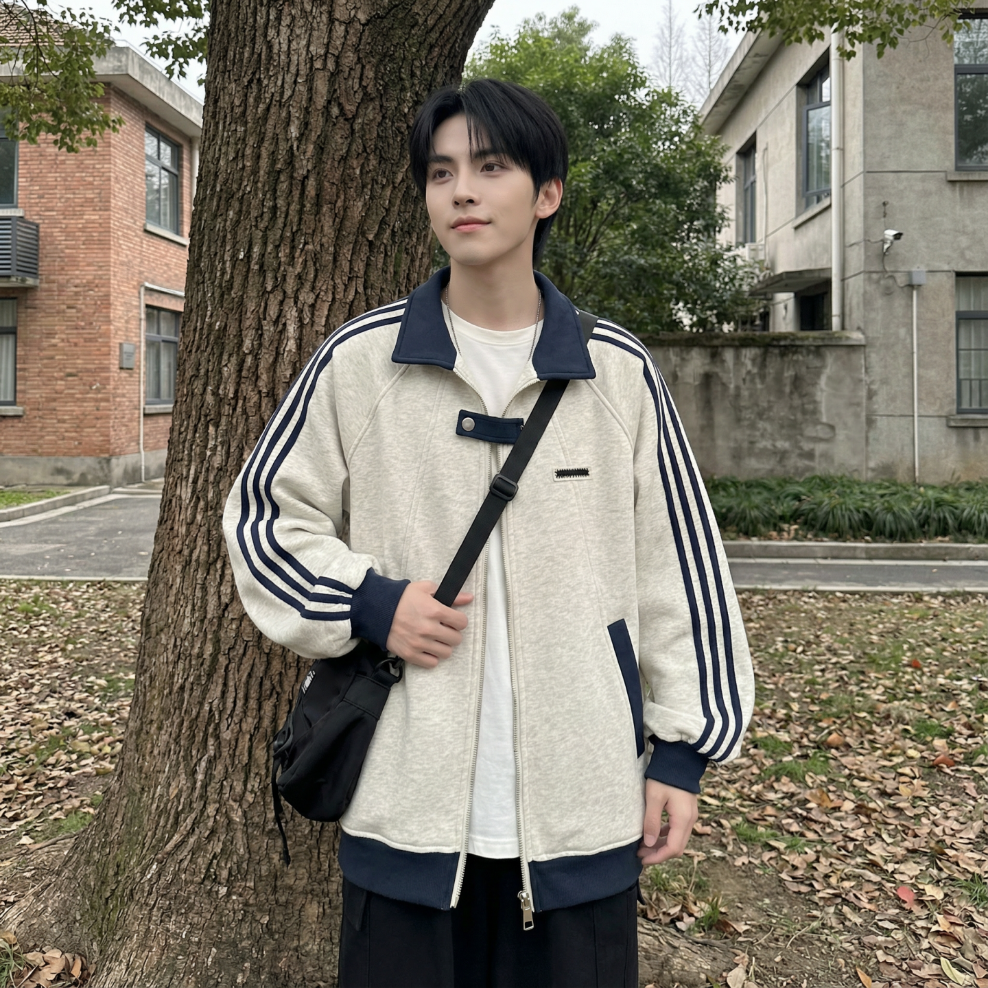 现货2026三条杠翻领夹克男宽松休闲运动外套R238-P68，男装夹克，星座1017