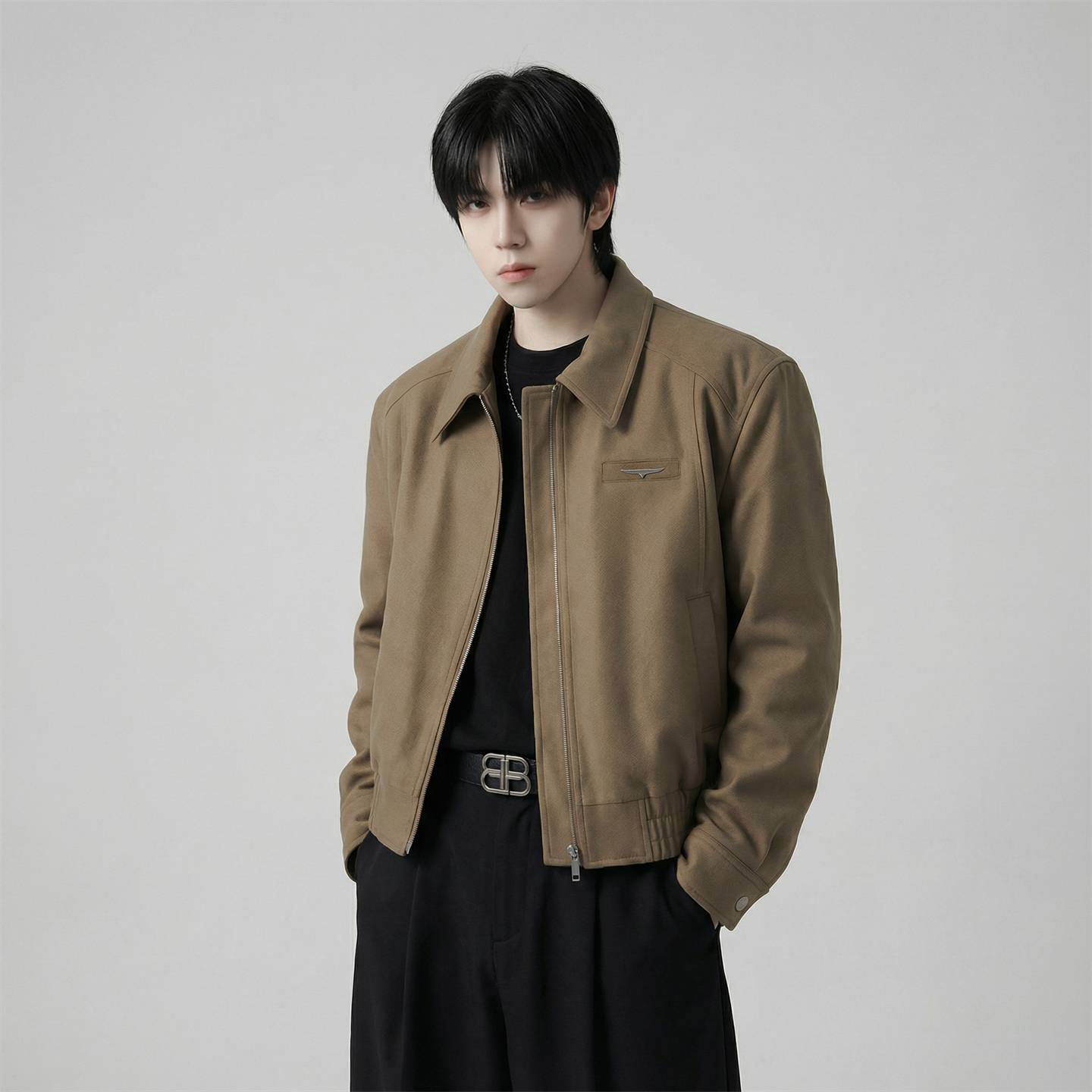 现货2025棒球领短款夹克高级感美式垫肩外套HJ7727-P90X149，男装夹克，星座1017