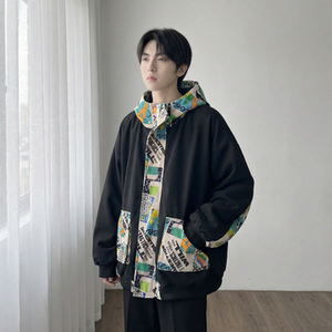 现货春款潮流涂鸦拼接夹克开衫连帽外套 WT23-P75 控96，男装夹克，星座1017