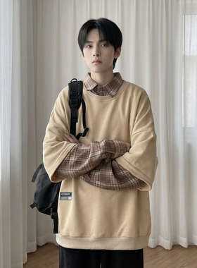 现货 2026春款假两件卫衣衬衫领复古vibe格子美式外套  A5613-P65