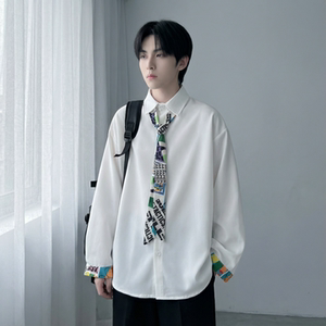 现货长袖衬衫男潮流带领带帅气港风高级感情侣衬衣 FA32-P55，男装衬衫，星座1017