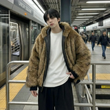 现货痞帅皮衣两面穿外套新款加厚PU皮毛一体机车外套M2483-P138，男装皮衣，星座1017