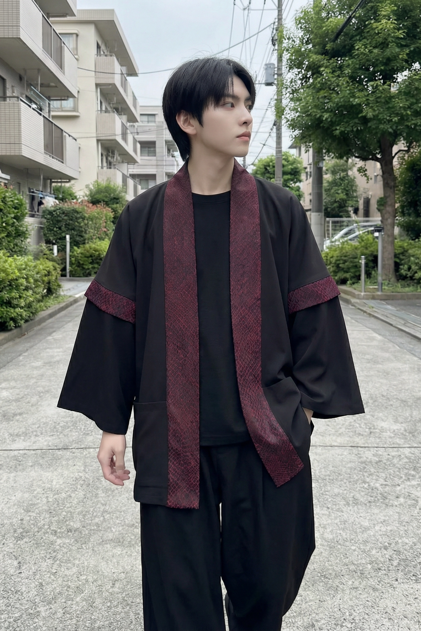 现货春秋风蟒纹印花拼接男士道袍汉服D3206-P78,男装民族服装,星座1017