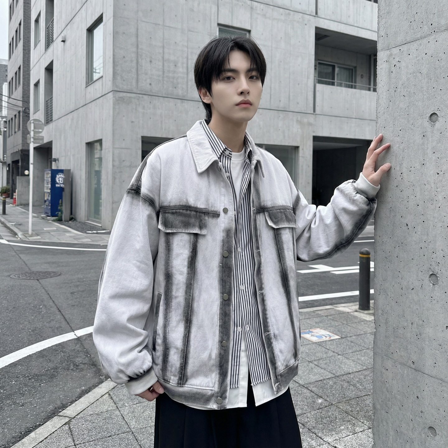 现货2026春季工装休闲夹克高级感牛仔外套JK11-P100,男装工装外套,星座1017