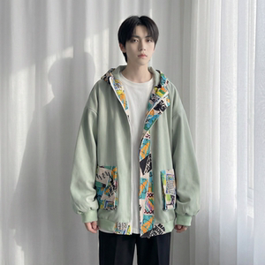 现货春款潮流涂鸦拼接夹克开衫连帽外套 WT23-P75 控96图片