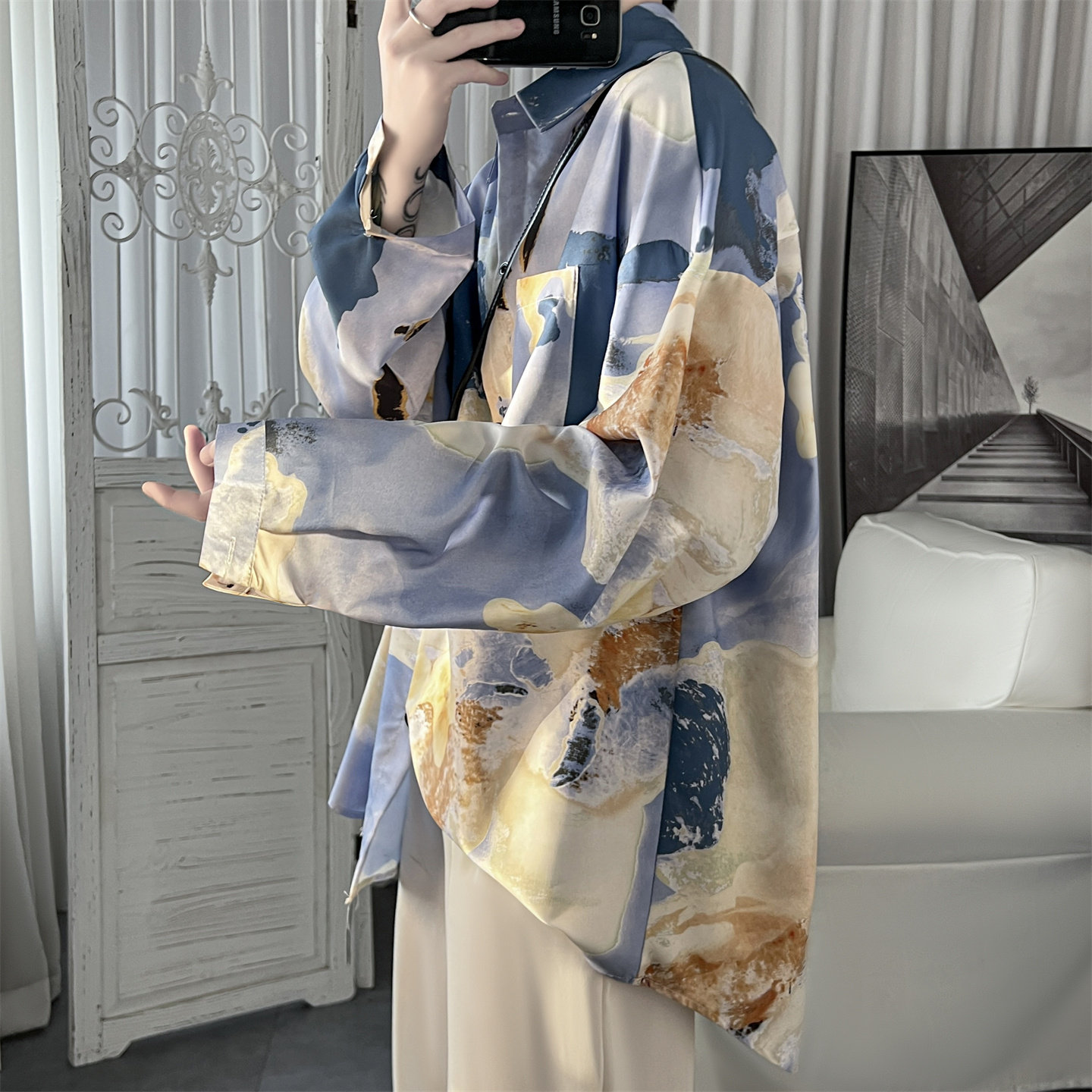 现货衬衣男痞帅巴洛克设计感港风男长袖衬衫FC23-P48,男装衬衫,星座1017