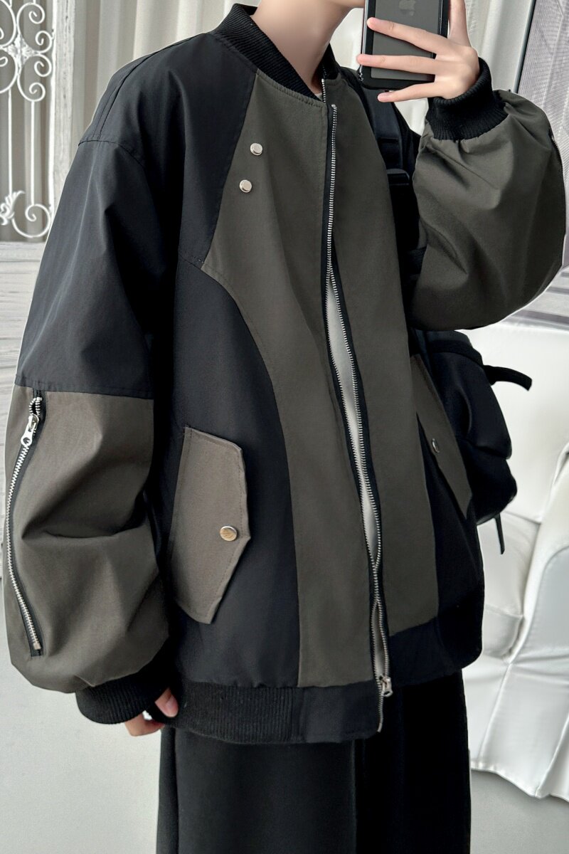 百搭撞色拼接棒球服美式复古夹克JK618-P80,男装夹克,星座1017