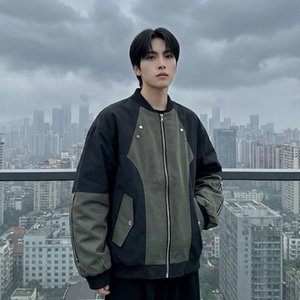 现货休闲百搭撞色拼接棒球服美式复古夹克 JK830-P80，男装夹克，星座1017