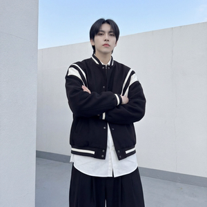 现货 撞色美式复古夹克棒球服流行外套W0023-P88控118 加绒P100图片