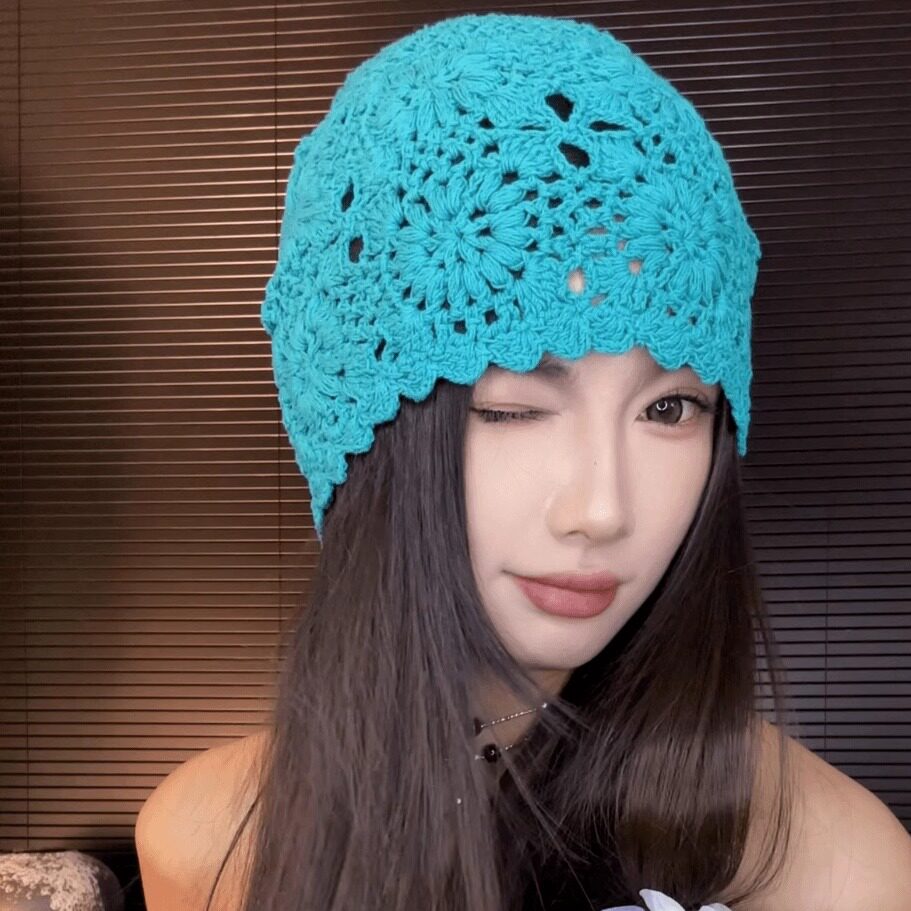 镂空钩针包头帽,秋季,女,百搭