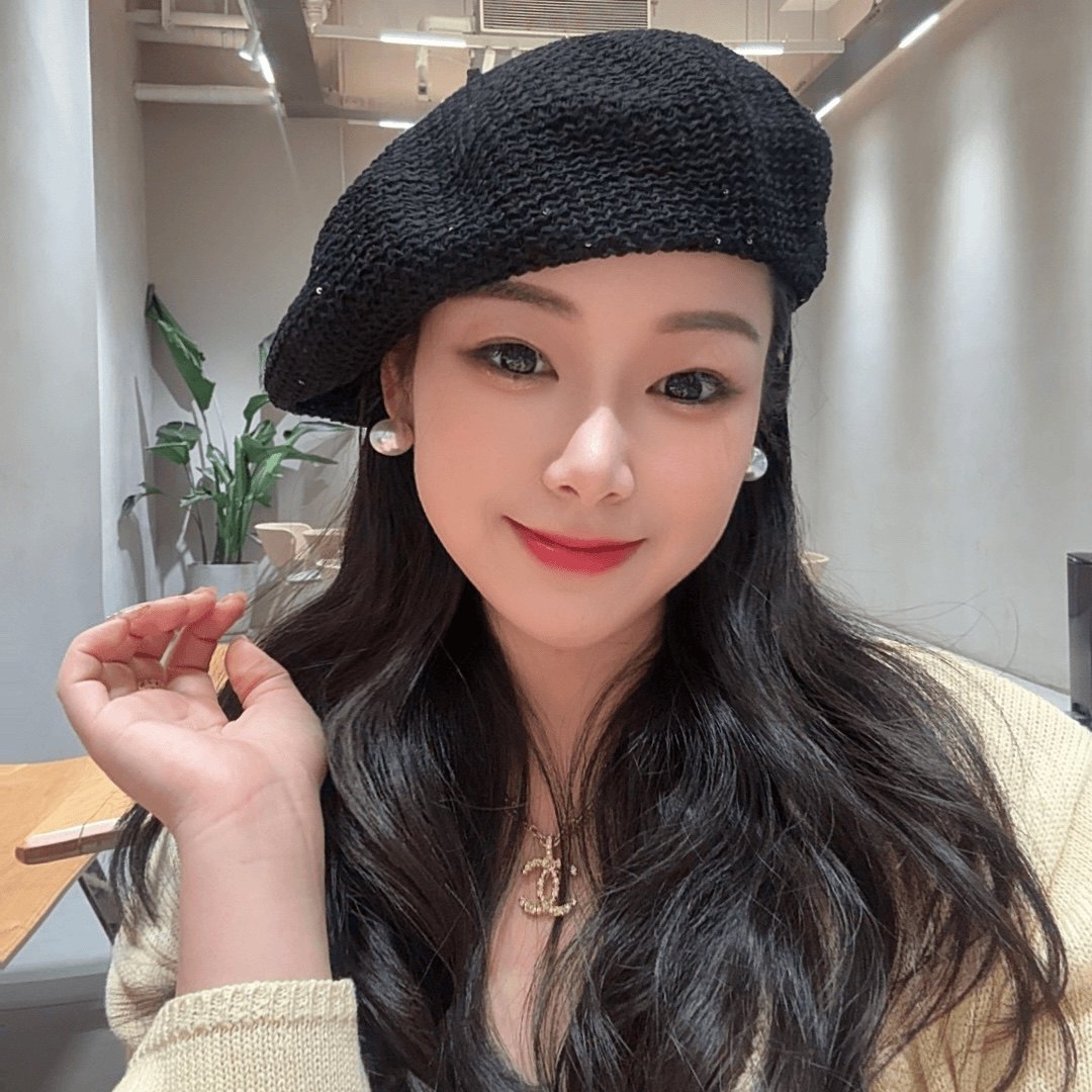 大小头镂空亮片贝雷帽夏季网眼帽子女款韩版透气圆顶大头围蓓蕾帽