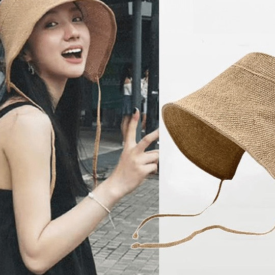 金晨同款夏季草帽防晒遮阳帽海边沙滩帽三亚旅游度假帽子女渔夫帽