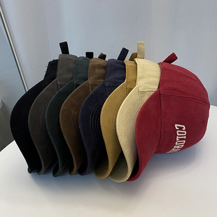 高品质磨毛质感硬顶棒球帽子女弯檐大头围高帽顶显脸小鸭舌帽男潮