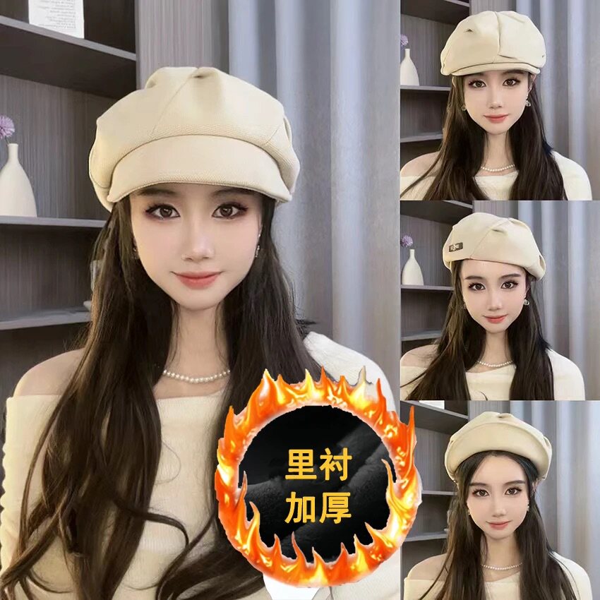 云朵帽子女秋冬百搭八角贝雷帽显脸小日系复古画家帽一帽四戴情侣