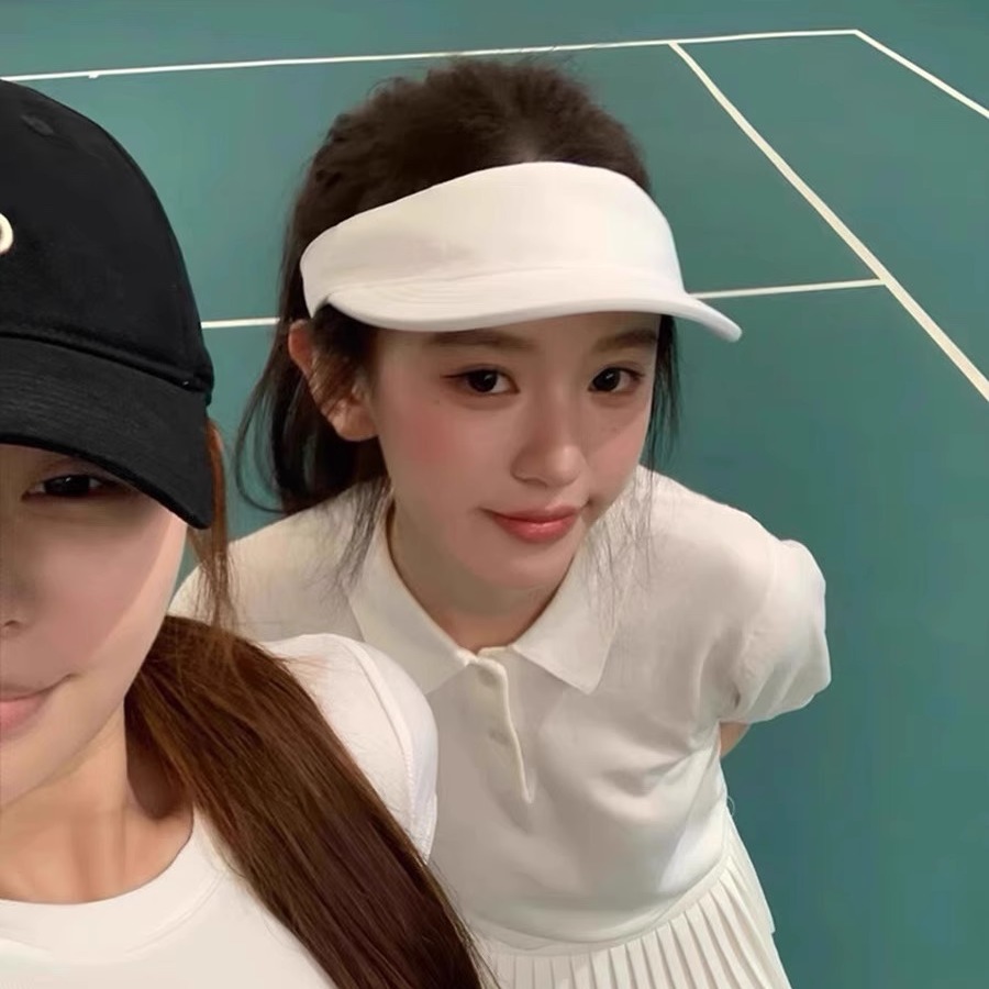 韩版白色运动网球空顶帽子女夏季户外跑步防晒帽男透气百搭太阳帽