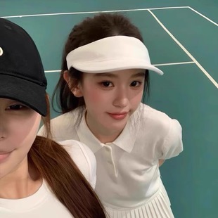 韩版白色运动网球空顶帽子女夏季户外跑步防晒帽男透气百搭太阳帽