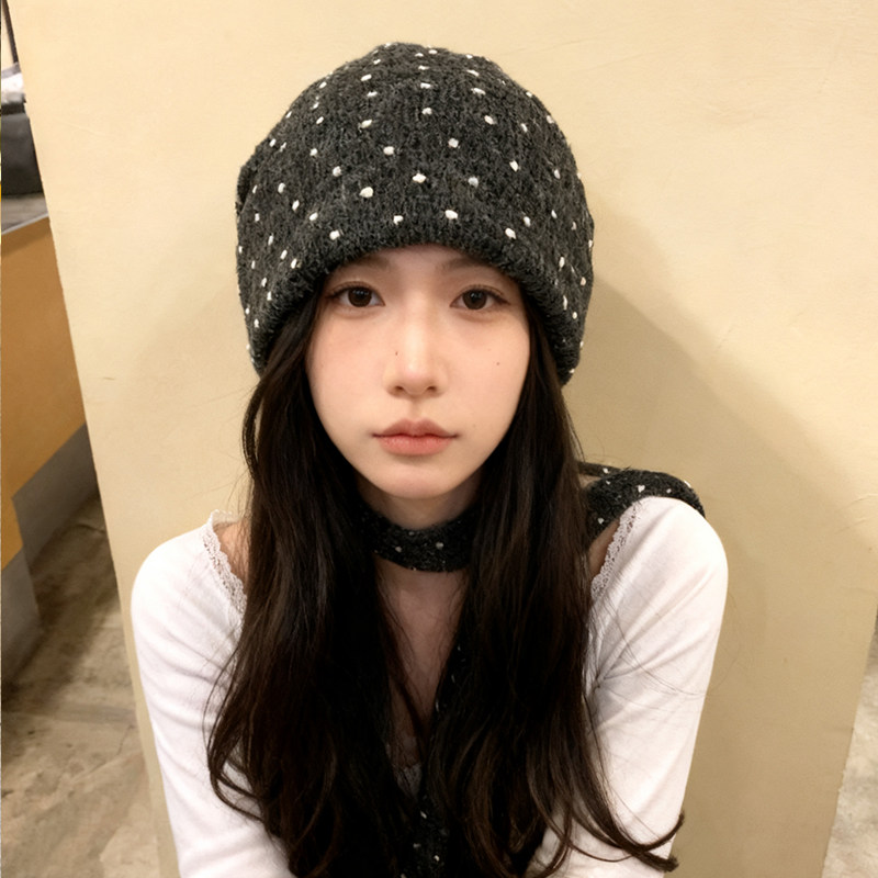 韩系博主慵懒风波点冷帽窄版围脖保暖显脸小针织帽毛线帽堆堆帽女,服饰配件/皮带/帽子/围巾,帽子,淘宝优惠券,粉丝福利购,淘宝优惠卷