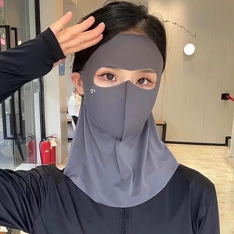 玻尿酸面罩女夏季冰丝凉感透气防晒护脖颈一体口罩户外防晒脸基尼
