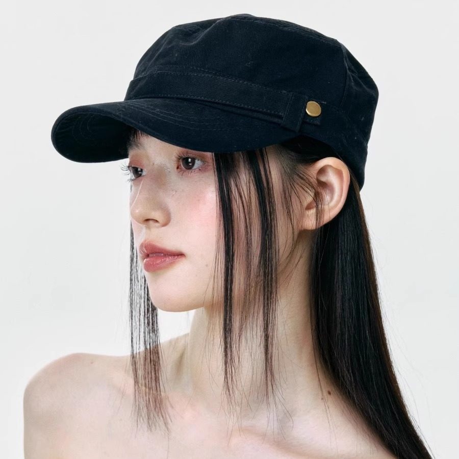 新款显脸小平顶鸭舌帽子女春夏秋韩版日系百搭显脸小画家报童帽潮