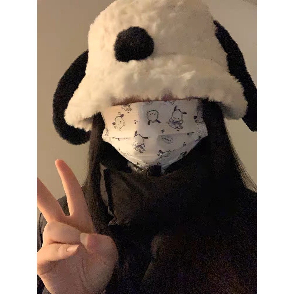 可爱俏皮小帕恰狗狗毛绒帽女冬季显脸小骑车保暖护耳送闺蜜雷锋帽