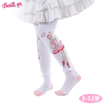 正版芭比公主儿童连裤袜春秋女中大童宝宝可爱打底裤袜纯棉加厚
