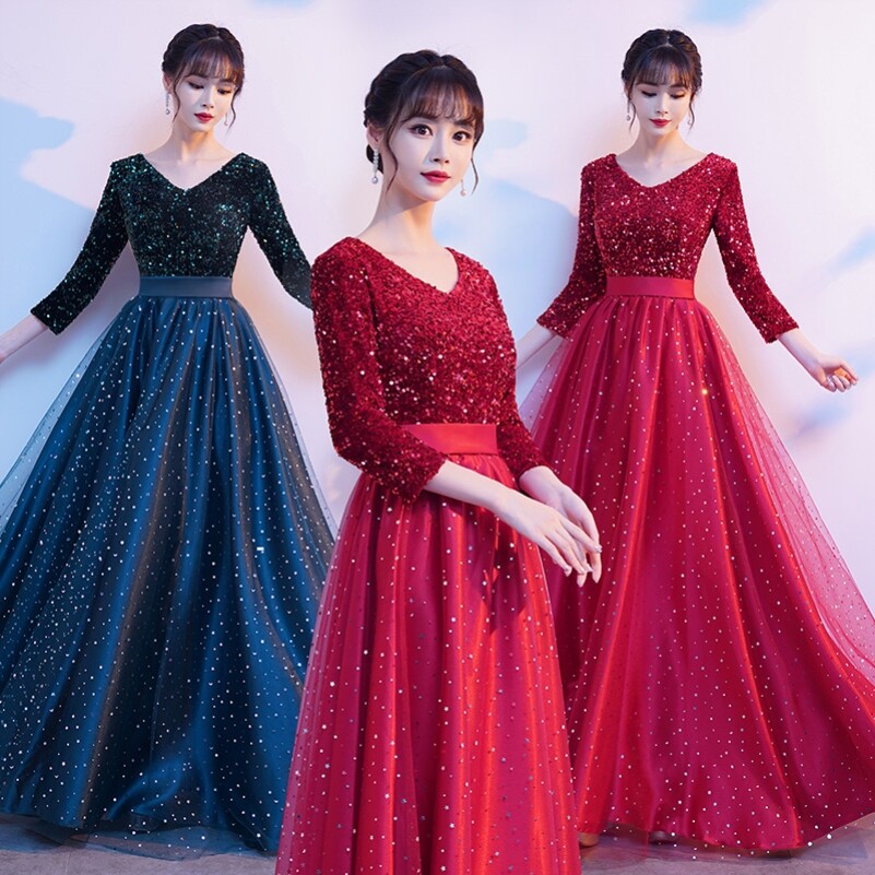 女独唱女新款合唱演出服女中长款中老年气质指挥服装修身演奏女性