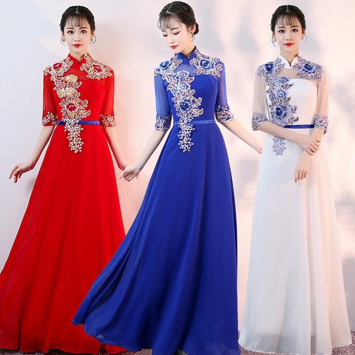 女士立领舞台团体表演拉链合唱服