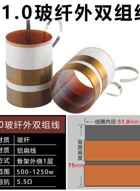 51mm进口玻纤纯铝扁线 低音音圈 51芯JBL265H系列 51.0mm双组绕圈