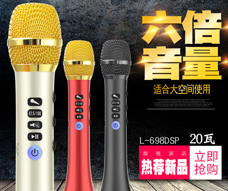 快乐相伴L-698DSP  蓝牙无线麦克风 手机K歌宝 自带音响一体机20W