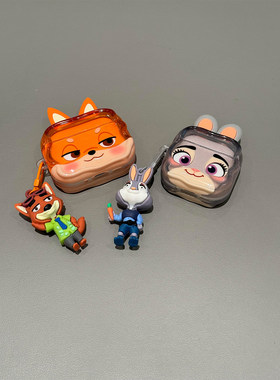 适用于华为freeclip2耳机保护套 华为系列耳机壳FreeBudsPro3/Pro4/5i/6i防摔壳 疯狂动物城尼克朱迪耳机壳