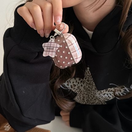 适用于airpodspro3代保护套 苹果airpodspro/pro2耳机保护壳 时尚格纹星星图案防摔Airpods保护壳苹果耳机壳