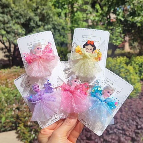 儿童流沙翅膀公主发卡艾莎白雪纱