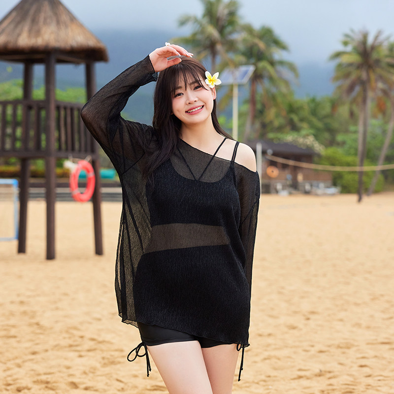 宽松罩衫分体泳衣女三件套大码胖mm长袖显瘦遮肚保守温泉性感学生