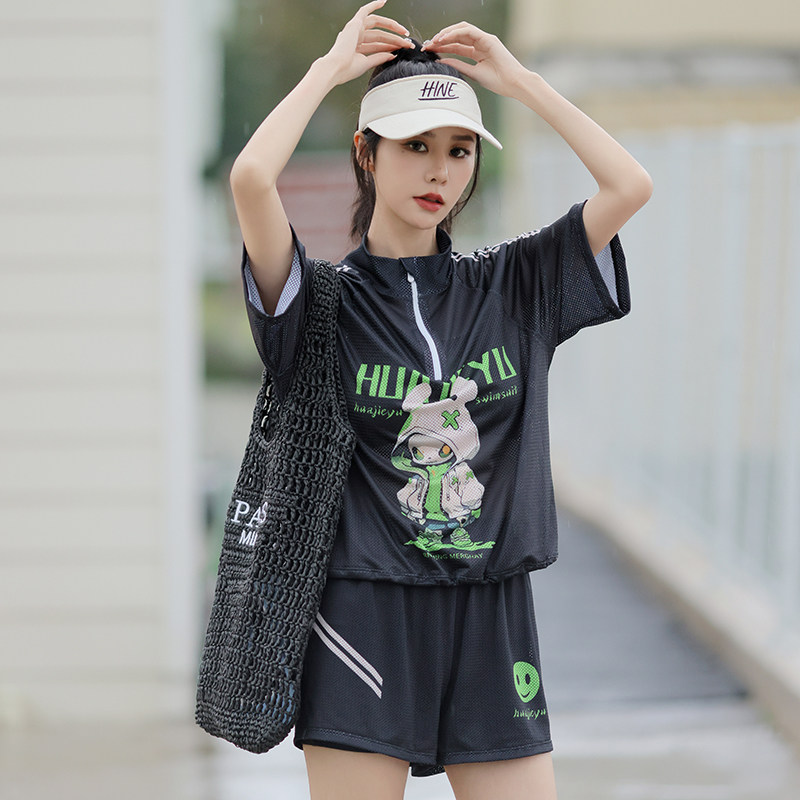 游泳衣女三件套分体胖mm200斤遮肉显瘦保守加肥加大学生温泉泳装