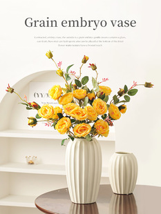 纯哑光白色陶瓷花瓶装饰品现代极简主义客厅电视柜插花家庭餐桌装