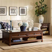 实木美式 复古 茶几橡木四抽整装 欧式 中式