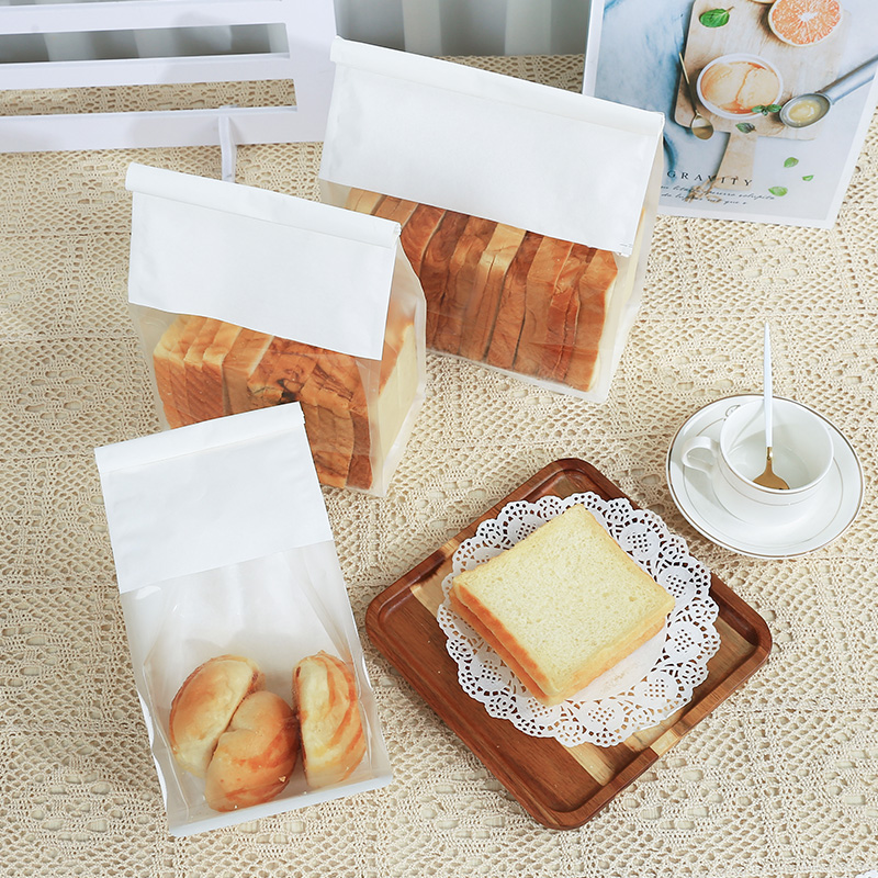 吐司面包包装袋切片三明治麻薯牛角包牛皮纸铁丝卷边自封面包袋子