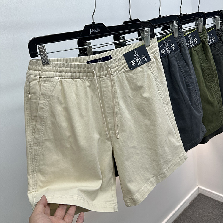 日单男短裤纯棉四分裤修身夏薄款纯色水洗棉拉链口袋时尚休闲裤男