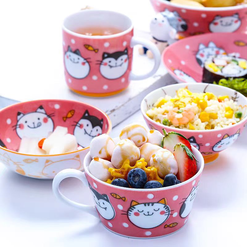 日本原装进口日式卡通饭碗儿童家用可爱小碗美浓烧陶瓷碗儿童杯子