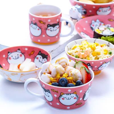 日本进口可爱动物小饭碗可爱汤杯