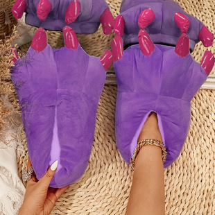 2026 shoes women冬季新爱情公寓恐龙史迪仔爪子毛绒鞋超柔保暖卡