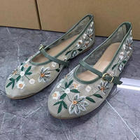2026 shoes women Fashion Flower-embroidered Mesh Ballet Flat Shoes Women Retro One-Shoulder Strap Mary thumbnail 4