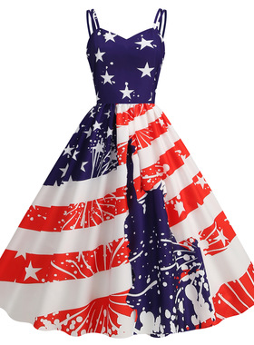 2026 women clothesL 跨境独立日新品外贸女夏季性感吊带美国国旗