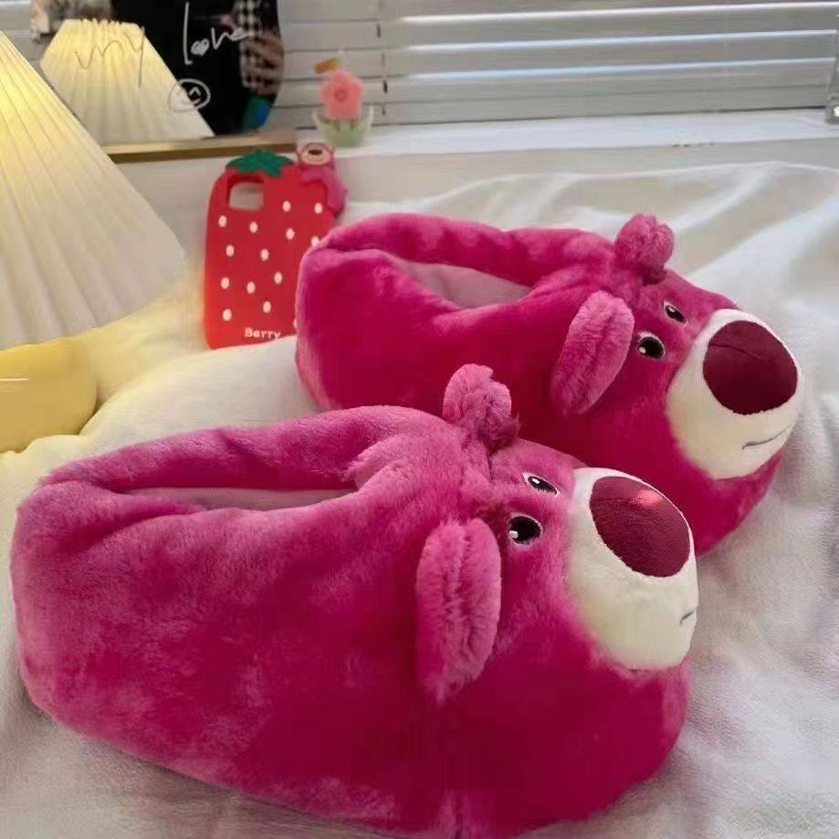 2026 shoes women跨境冬季新款可爱卡通草莓熊家居棉鞋室内地板毛,居家布艺,居家棉拖/棉鞋,淘宝优惠券,粉丝福利购,淘宝优惠卷