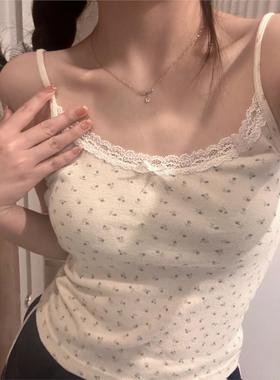 2026 women clothes碎花吊带小背心女装夏季纯欲风蕾丝内搭性感外