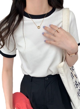 2026 women clothes休闲打底衫上衣女修身短袖T恤女夏季新款韩版